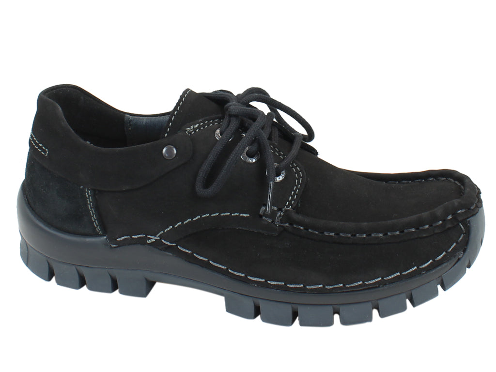 Wolky Shoes Fly Black Nubuck side view