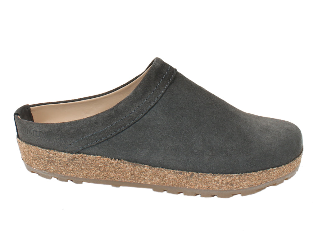 Haflinger Leather Clogs Malmo Graphite side view