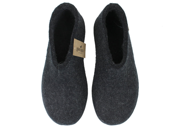 Glerups Closed Slippers Charcoal Rubber sole upper view