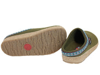 Haflinger Felt Clogs Grizzly Franzl Olive Green sole view