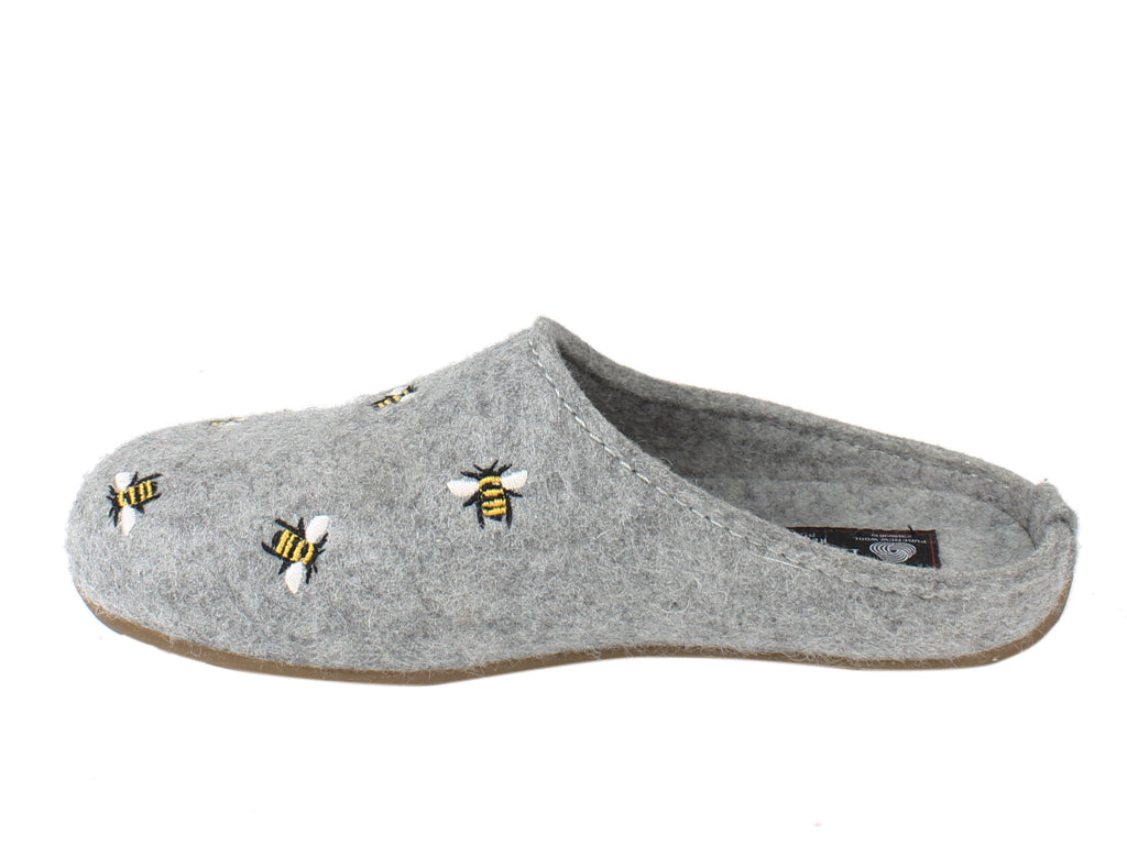 Haflinger Slippers Everest Bees Light Grey side view