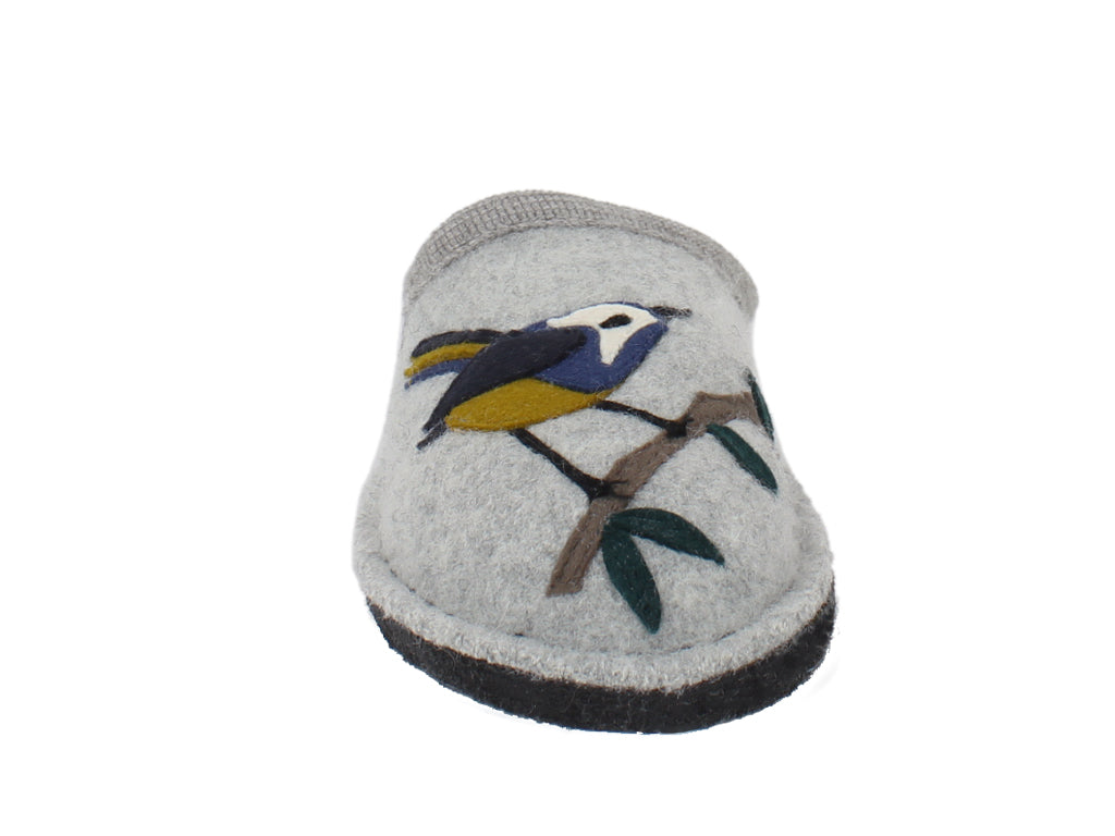 Haflinger Unisex Slippers Flair Songbird Grey frront view