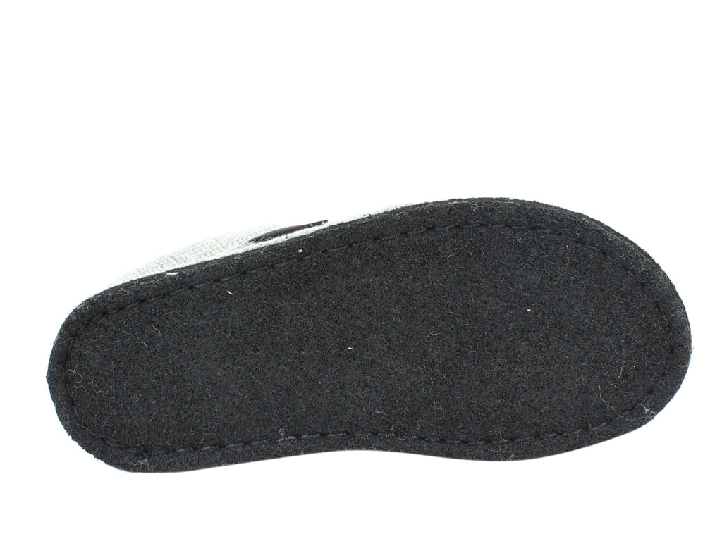 Haflinger Slippers Flair Dachs Dog Grey sole view