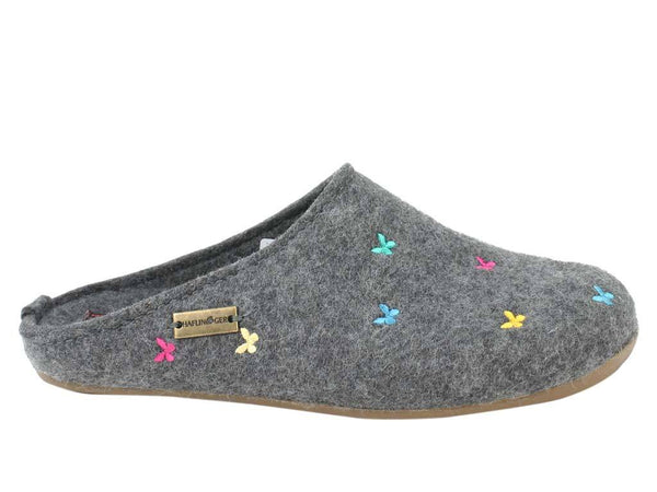 Haflinger Slippers Everest Butterflies Anthracite side view
