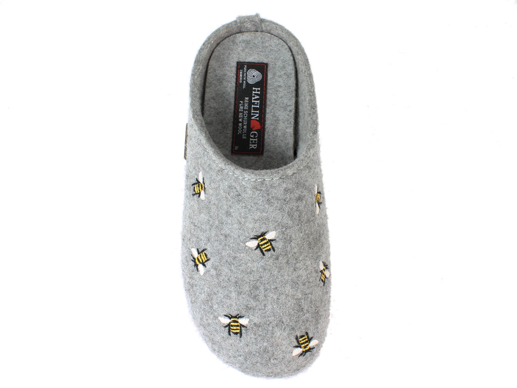 Haflinger Slippers Everest Bees Light Grey top view