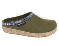 Haflinger Felt Clogs Grizzly Franzl Olive Green side view