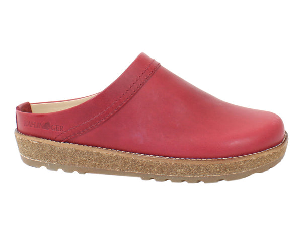 Haflinger Leather Clogs Travel Red side view