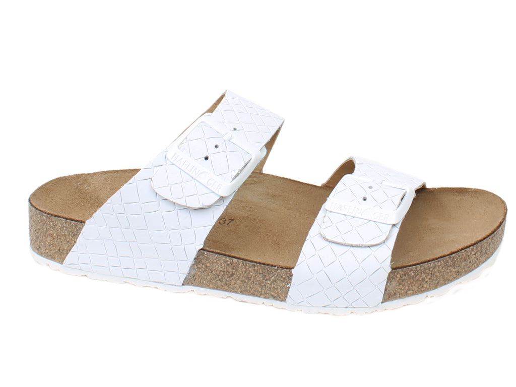 Haflinger Sandals Andrea White Intreccio side view