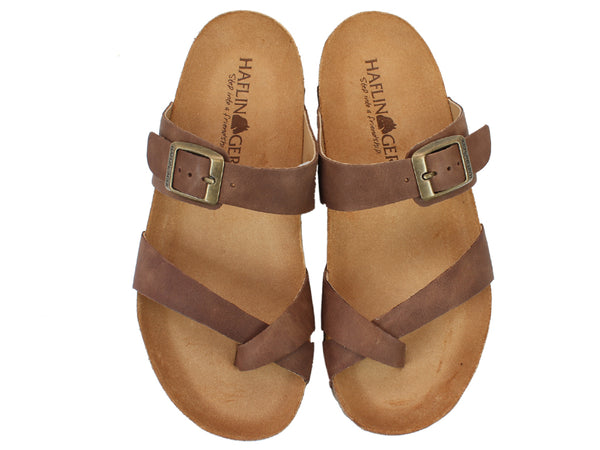 Haflinger Women Sandals Juno Brown upper view