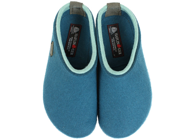 Haflinger Felt Clogs Grizzly Kris Turkis Blue upper view