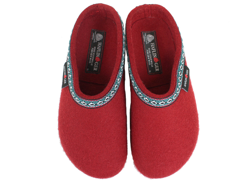 Haflinger Felt Clogs Grizzly Franzl Rubin upper view