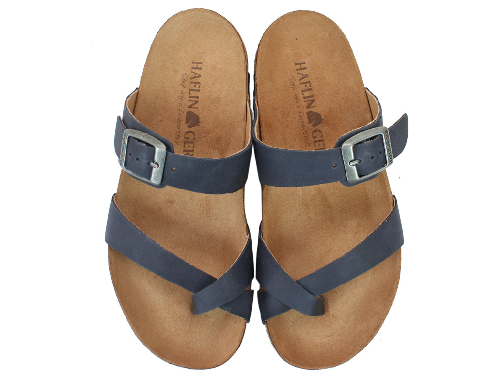 Haflinger Women Sandals Juno Marine Blue upper view