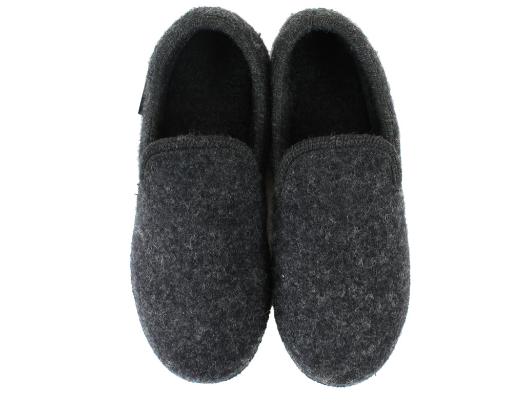 Haflinger Unisex Wool Loafers Graphite upper view