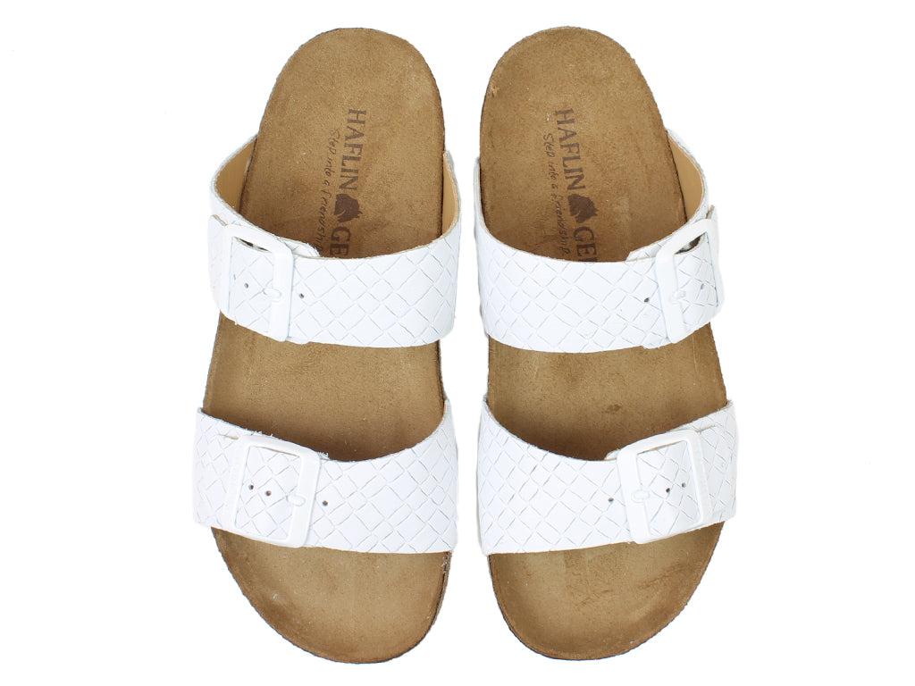 Haflinger Sandals Andrea White Intreccio upper view