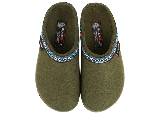 Haflinger Felt Clogs Grizzly Franzl Olive Green upper view