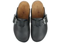 Haflinger Unisex Leather Clogs Porto Black upper view