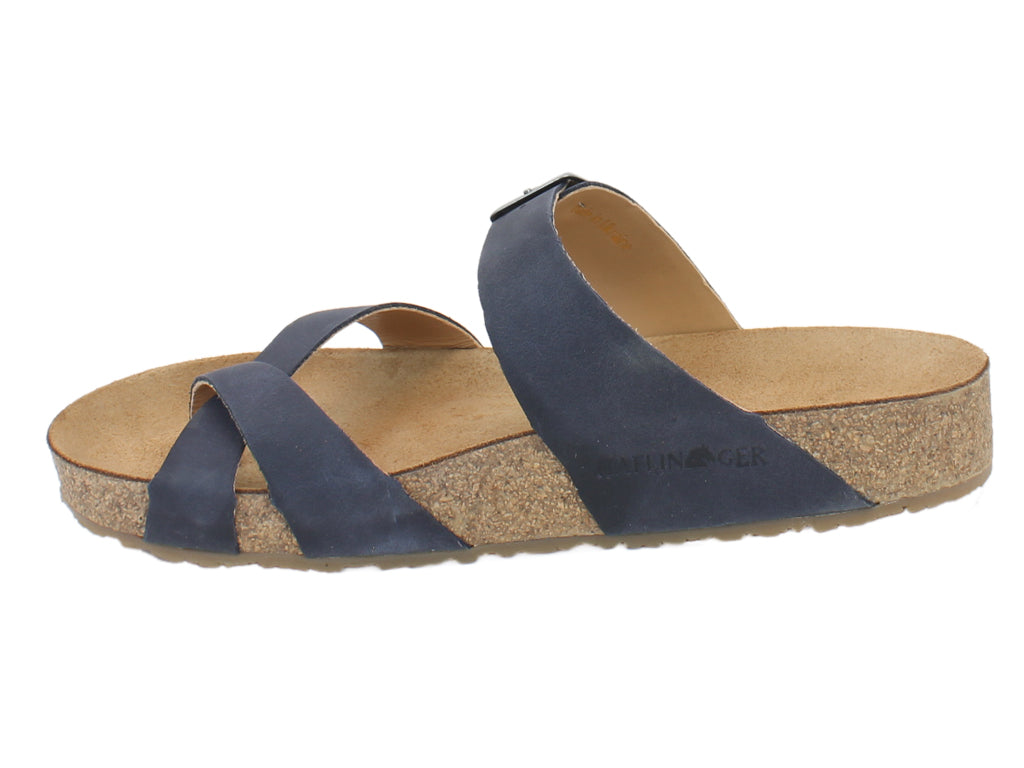 Haflinger Women Sandals Juno Marine Blue side view