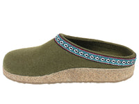 Haflinger Felt Clogs Grizzly Franzl Olive Green side view