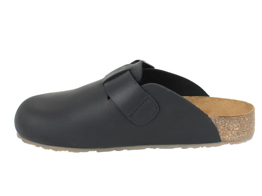 Haflinger Unisex Leather Clogs Porto Black side view