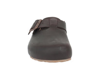 Haflinger Unisex Leather Clogs Porto Brown front view