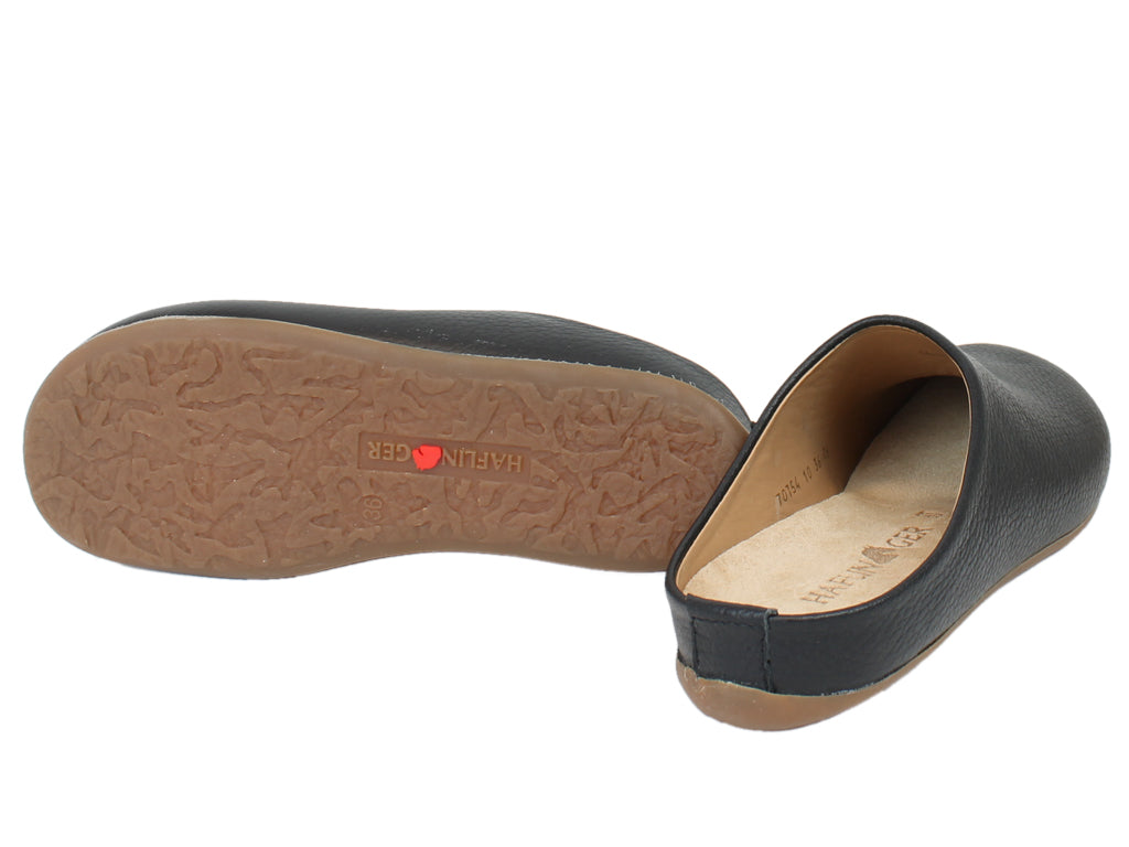 Haflinger Leather Slippers Everest Basico Black sole view