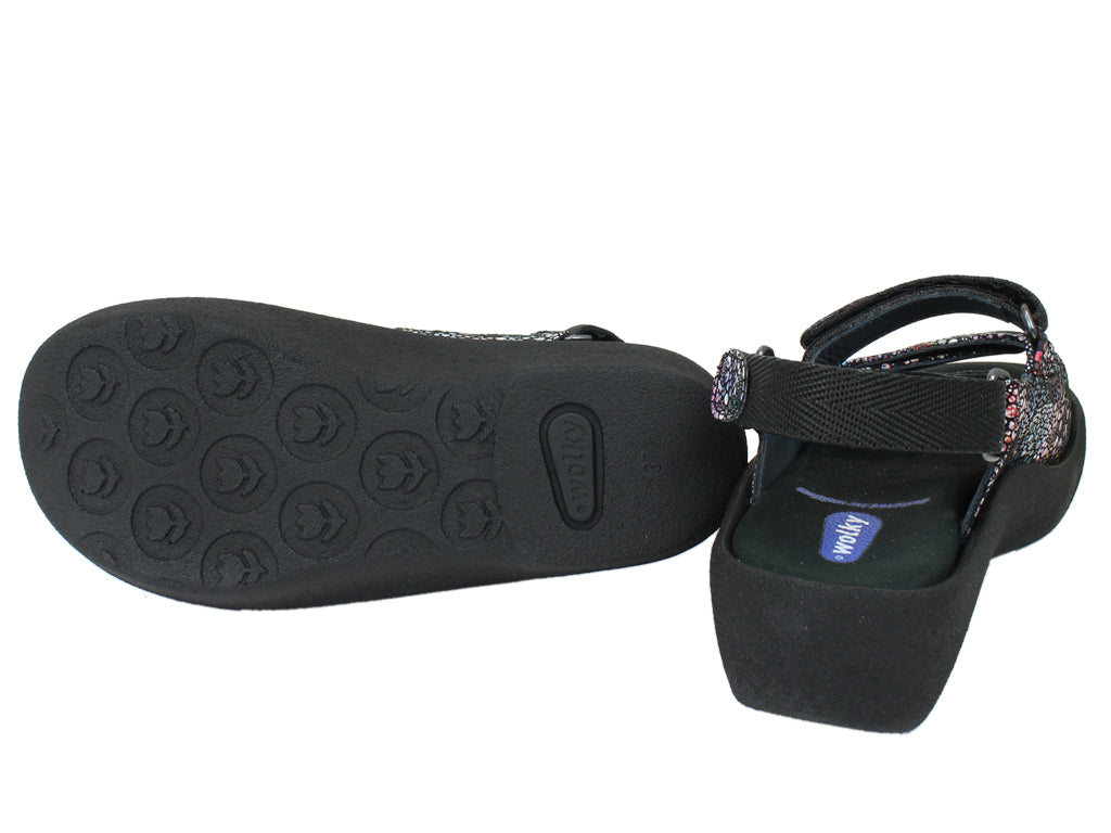Wolky Sandals Jewel Black Multi sole view