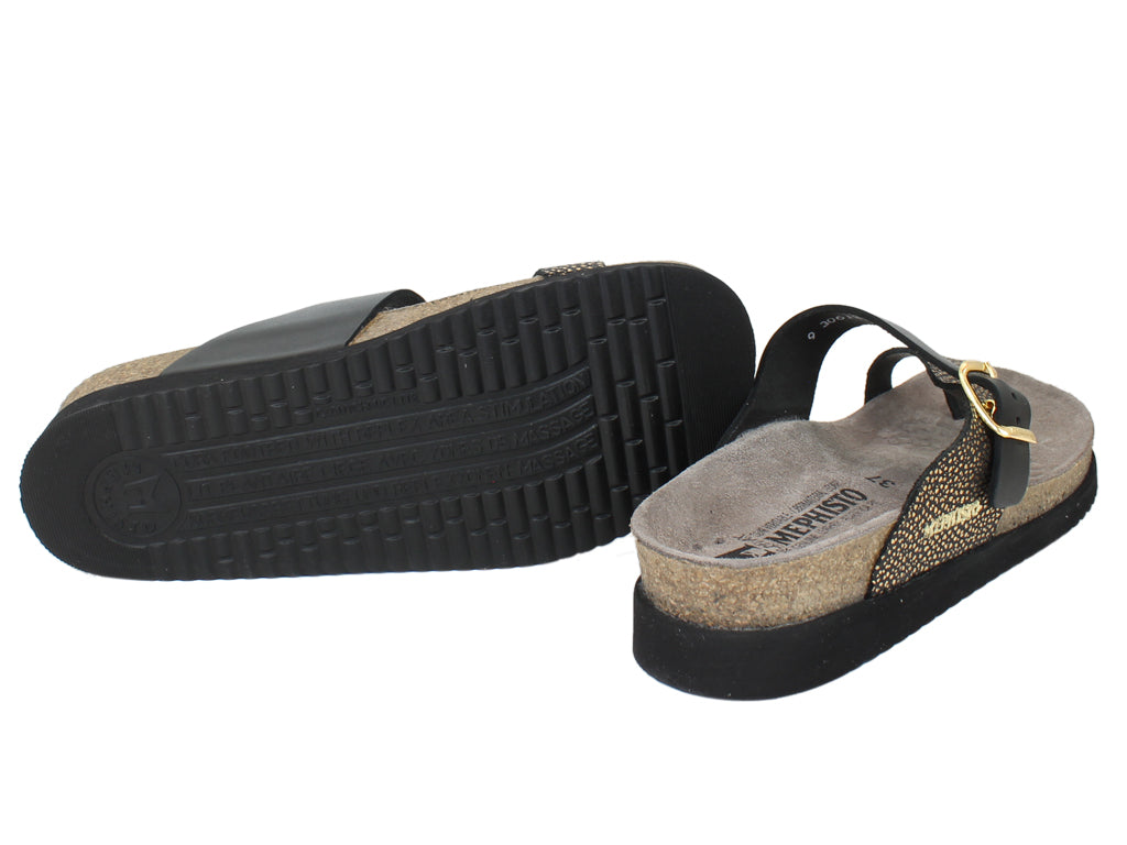 Mephisto Women Sandals Helen Black/Gold sole view