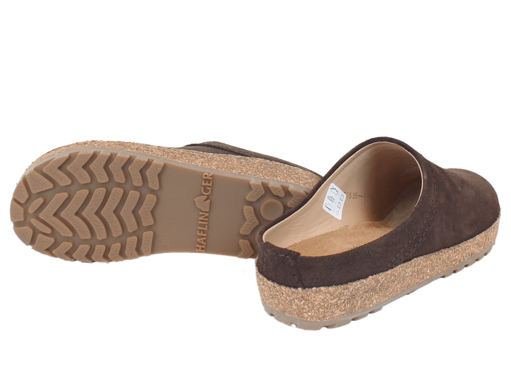 Haflinger Leather Clogs Malmo Brown 916 sole view