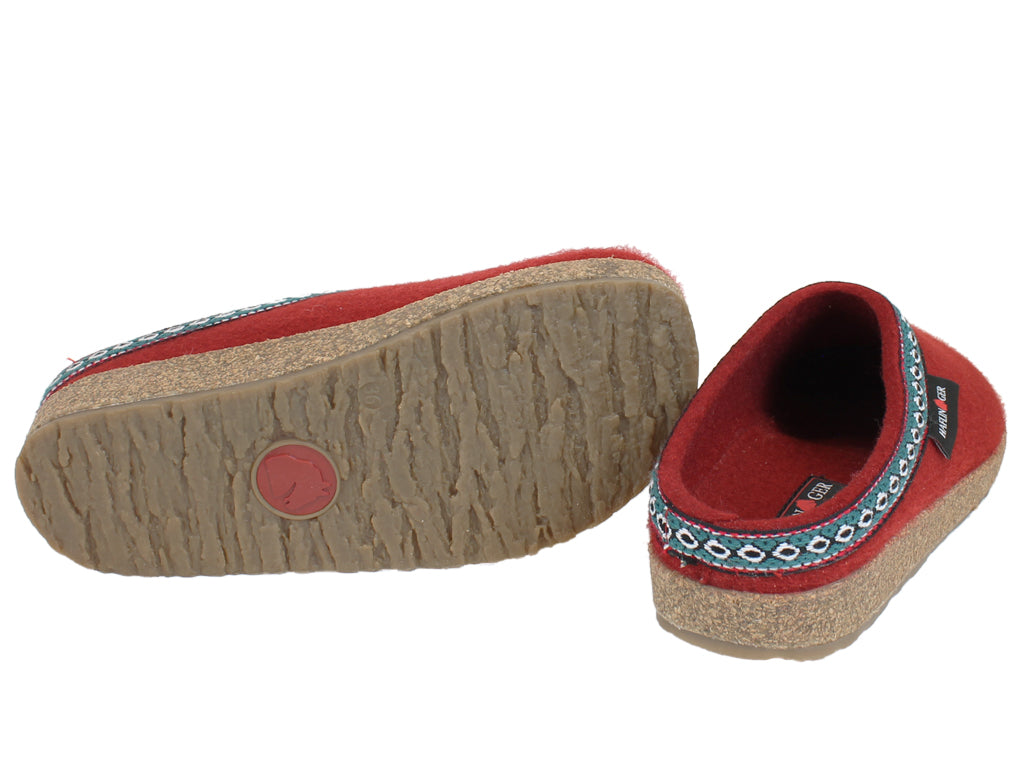 Haflinger Felt Clogs Grizzly Franzl Rubin sole view