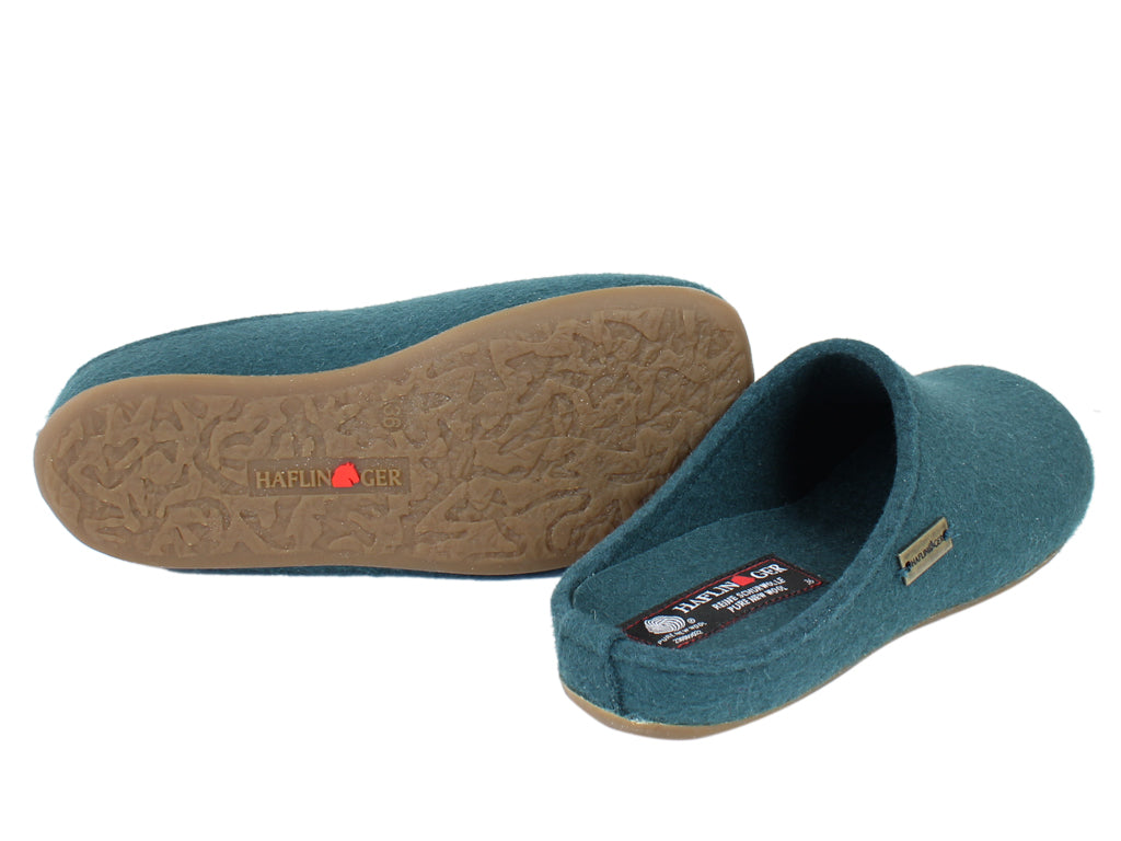 Haflinger Slippers Everest Fundus Teal sole view