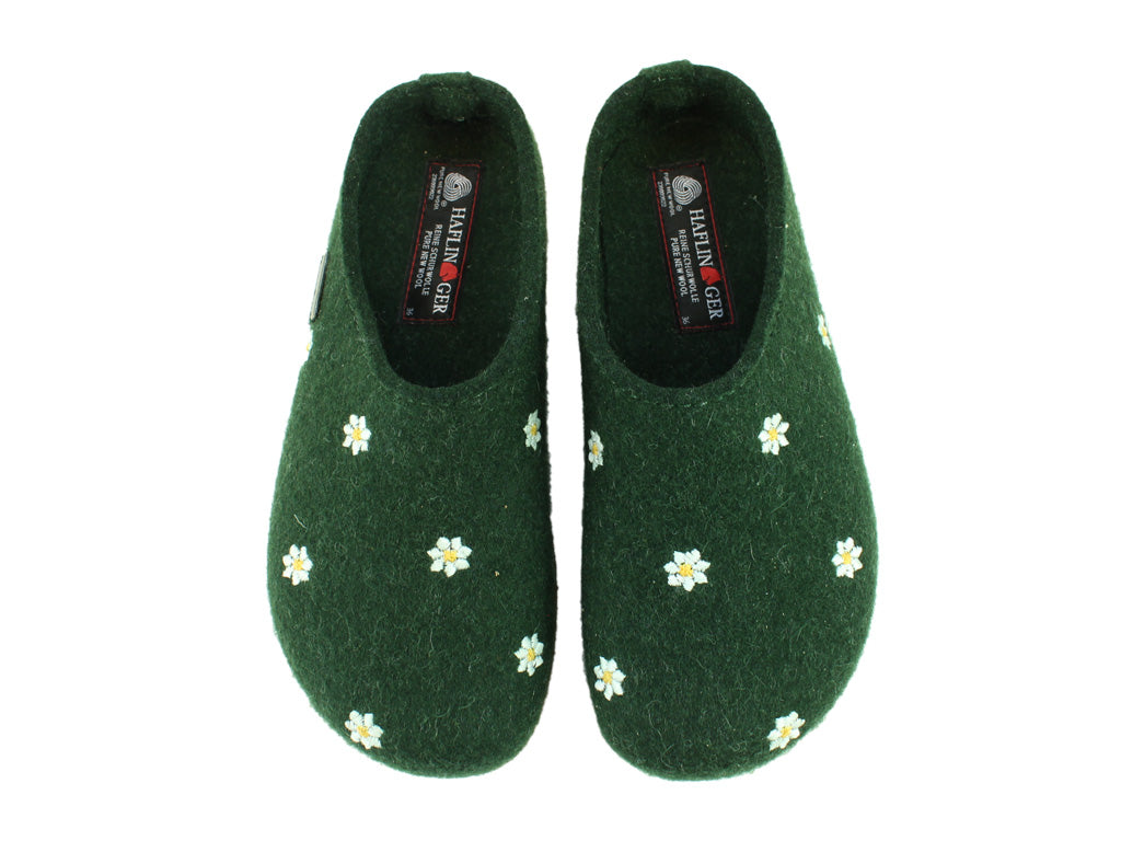 Haflinger Clogs Grizzly Margherita Daisy Green