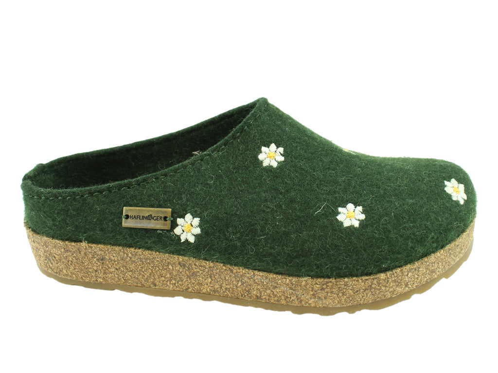 Haflinger Clogs Grizzly Margherita Daisy Green