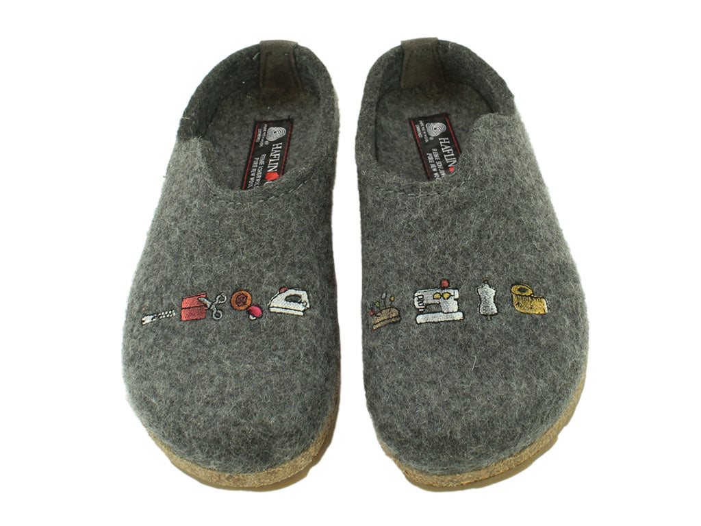 Haflinger Clogs Grizzly Sewing Grey