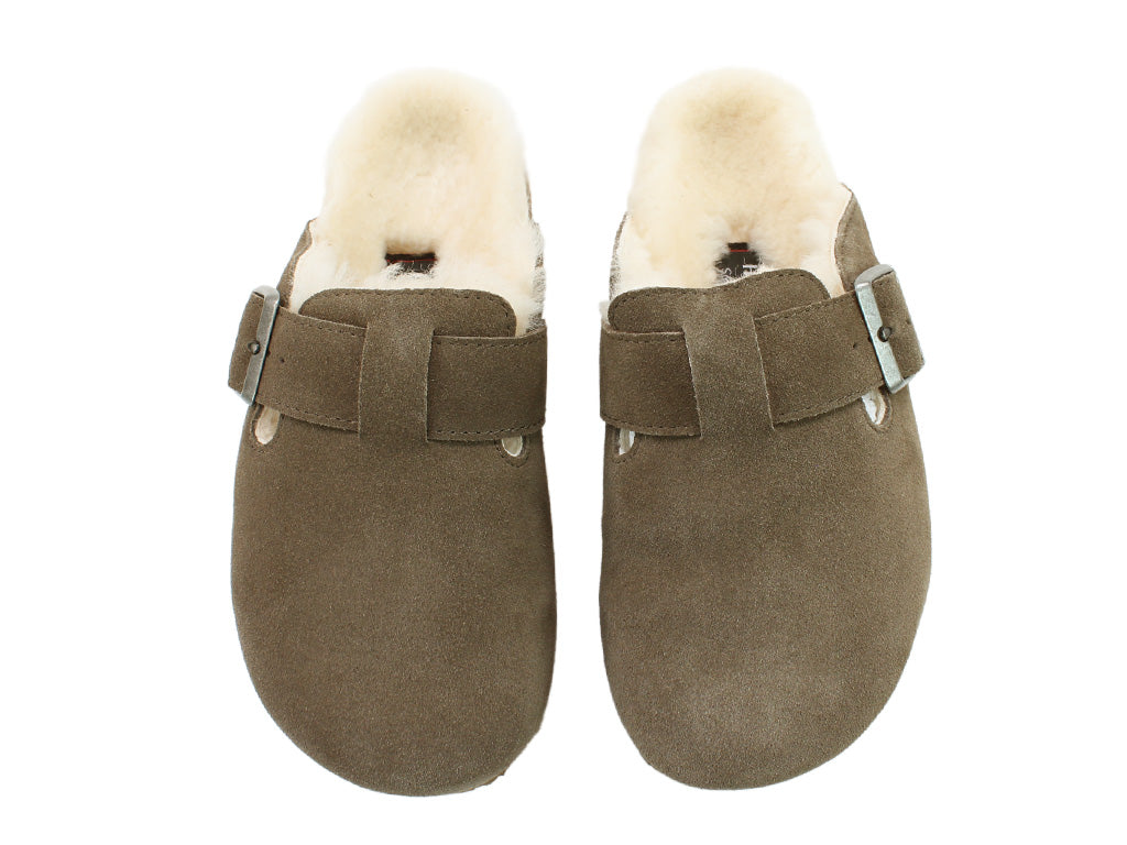 Haflinger Clogs Sheepskin Hawk Shitake