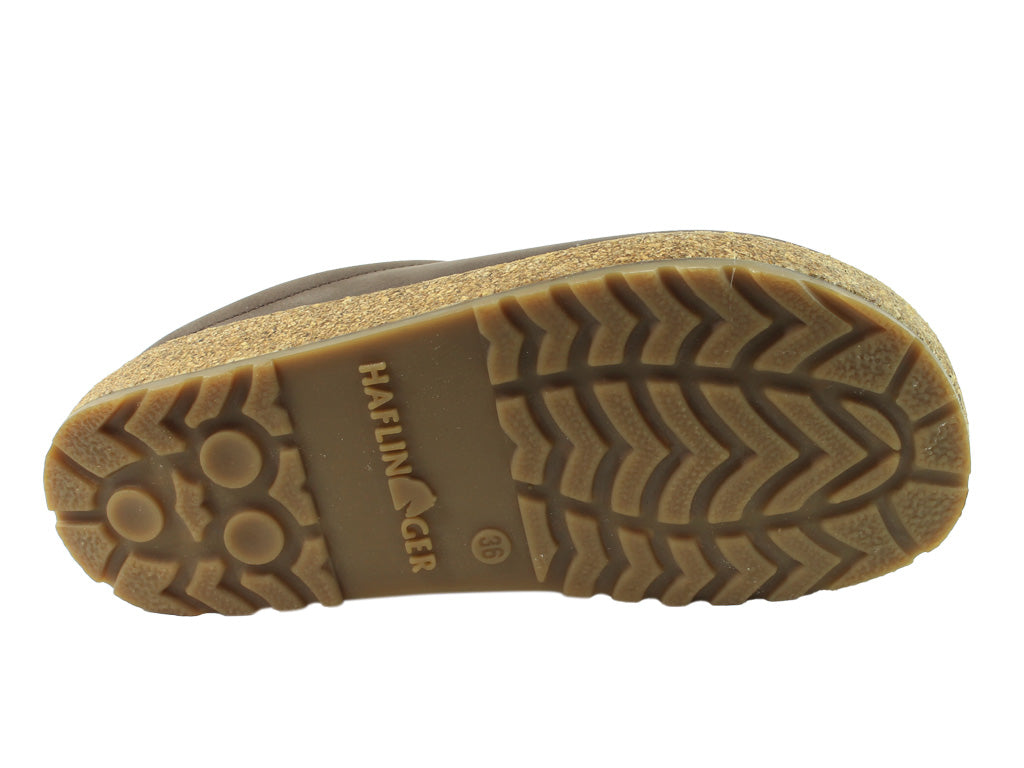 Haflinger Grizzly Leather Clogs Brown