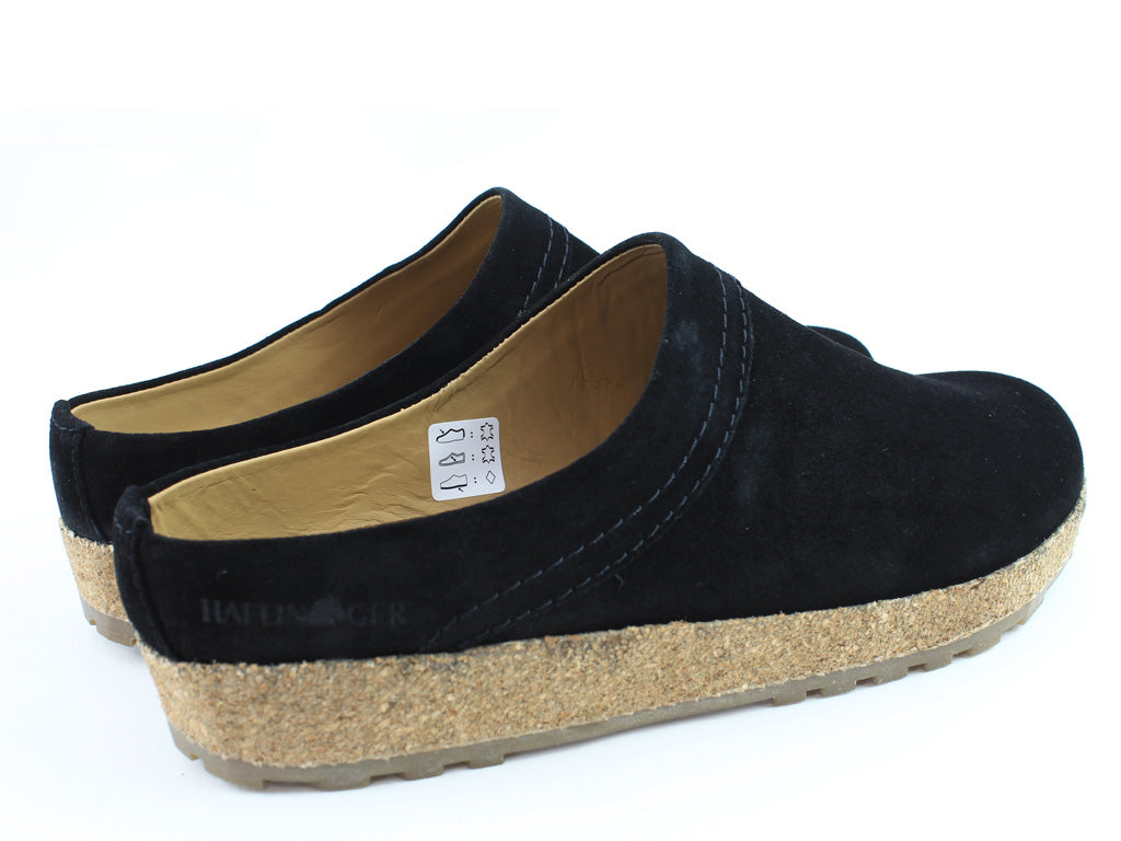 Haflinger Leather Clogs Malmo Black Suede (Second Quality)