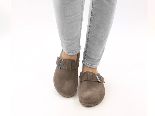 Haflinger Leather Clogs Porto Greige
