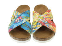 Size 40/UK7 only - Haflinger Sandals Mio Yellow/Blue Multi
