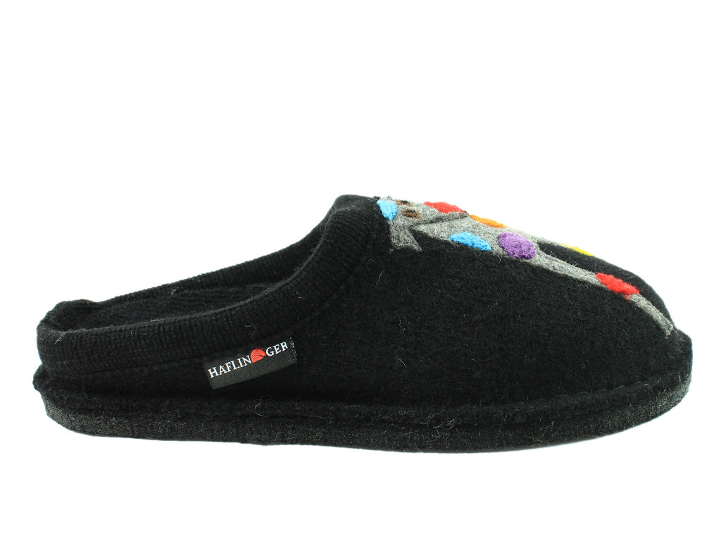 Haflinger Slippers Flair Felix Dog Black
