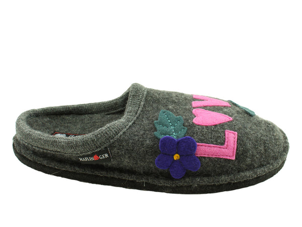 Size 38/UK5 only - Haflinger Slippers Flair Love & Peace Anthracite