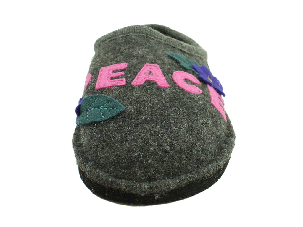 Size 38/UK5 only - Haflinger Slippers Flair Love & Peace Anthracite