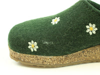 (Second Quality) Haflinger Clogs Grizzly Margherita Daisy Green