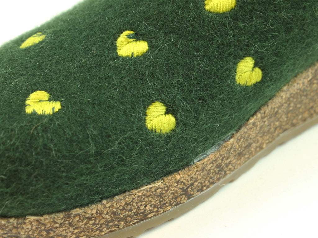 (Second Quality) Haflinger Clogs Grizzly Sweetheart Forest Green