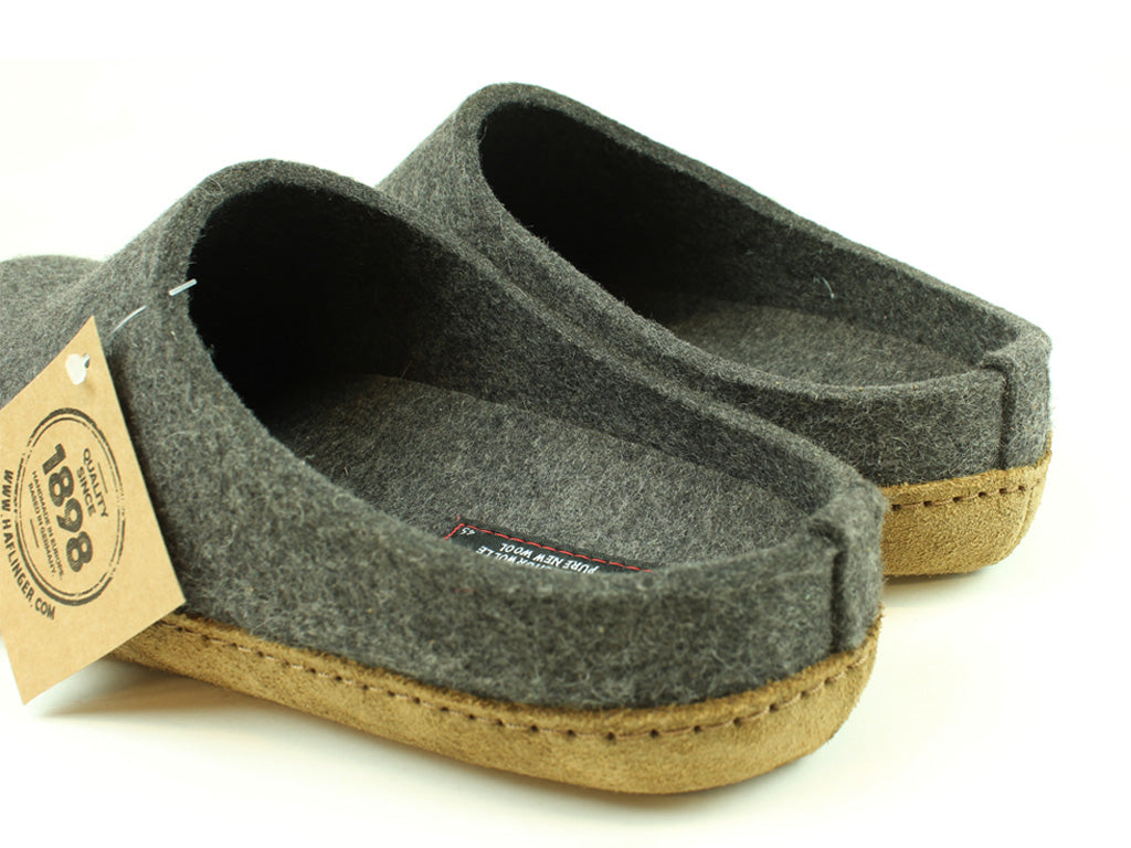 (Second Quality) Haflinger Felt Slippers Emil Anthracite