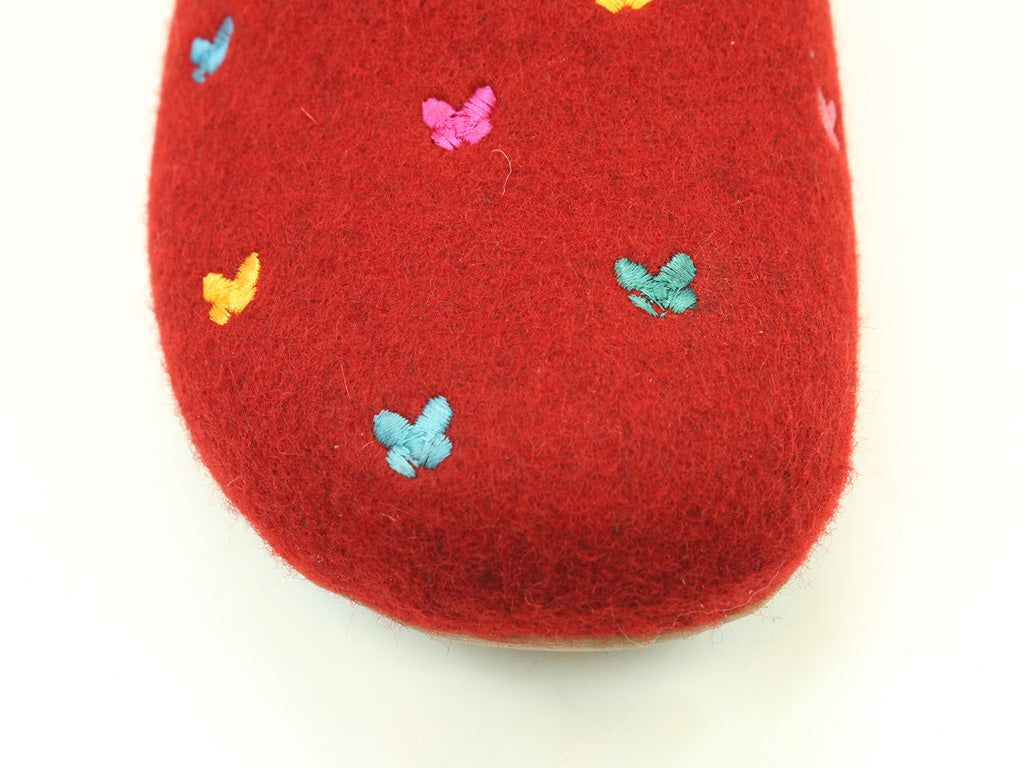 (Second Quality) Haflinger Slippers Everest Butterflies Red
