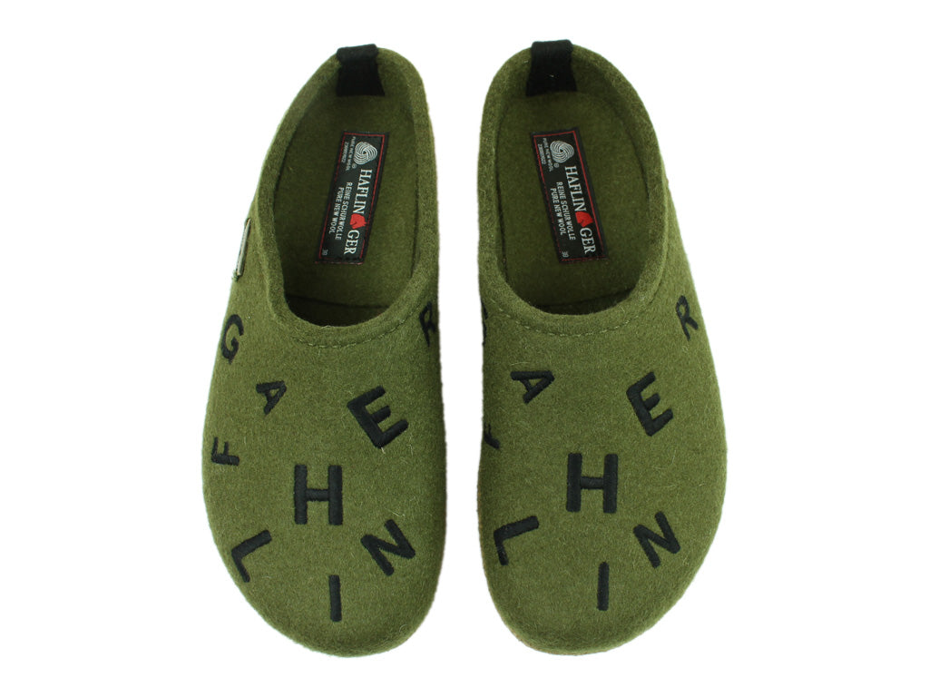 Size 38/UK5 only - Haflinger Clogs Grizzly Letters Olive