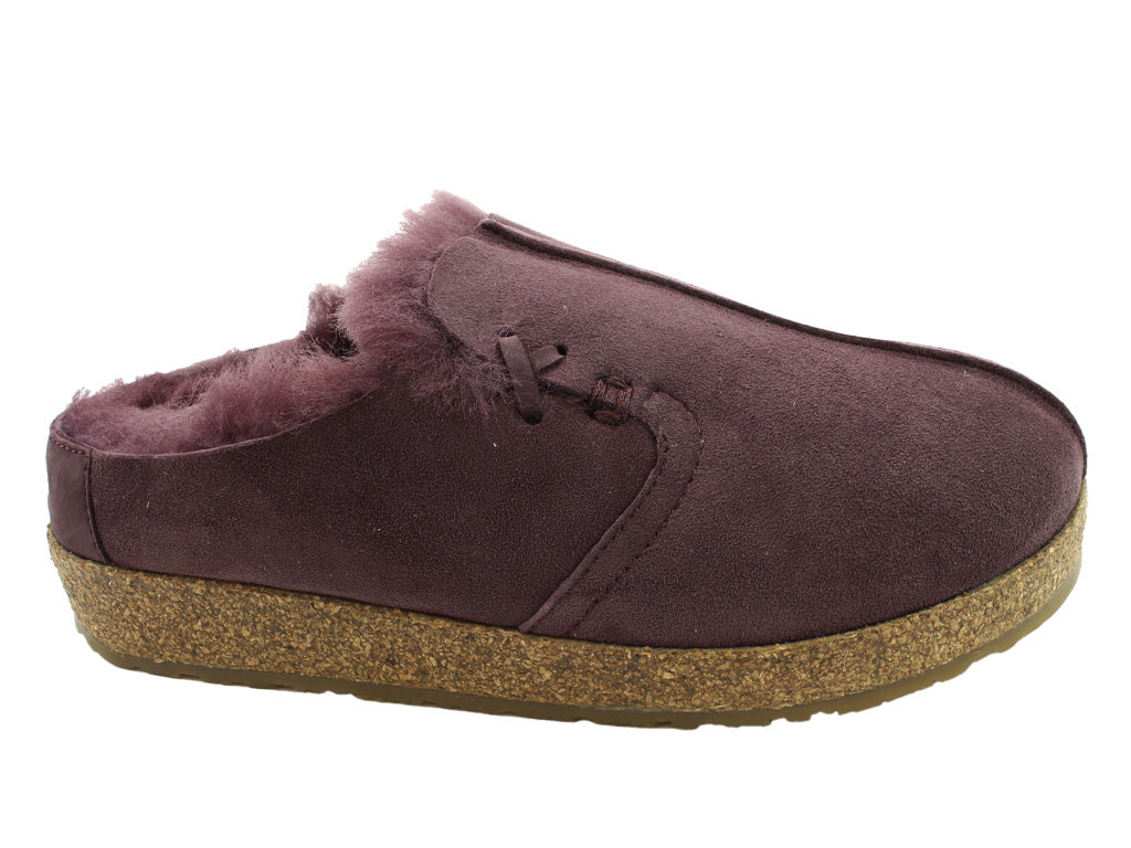 Size 38/UK5 only - Haflinger Sheepskin Clogs Saskatchewan Aubergine