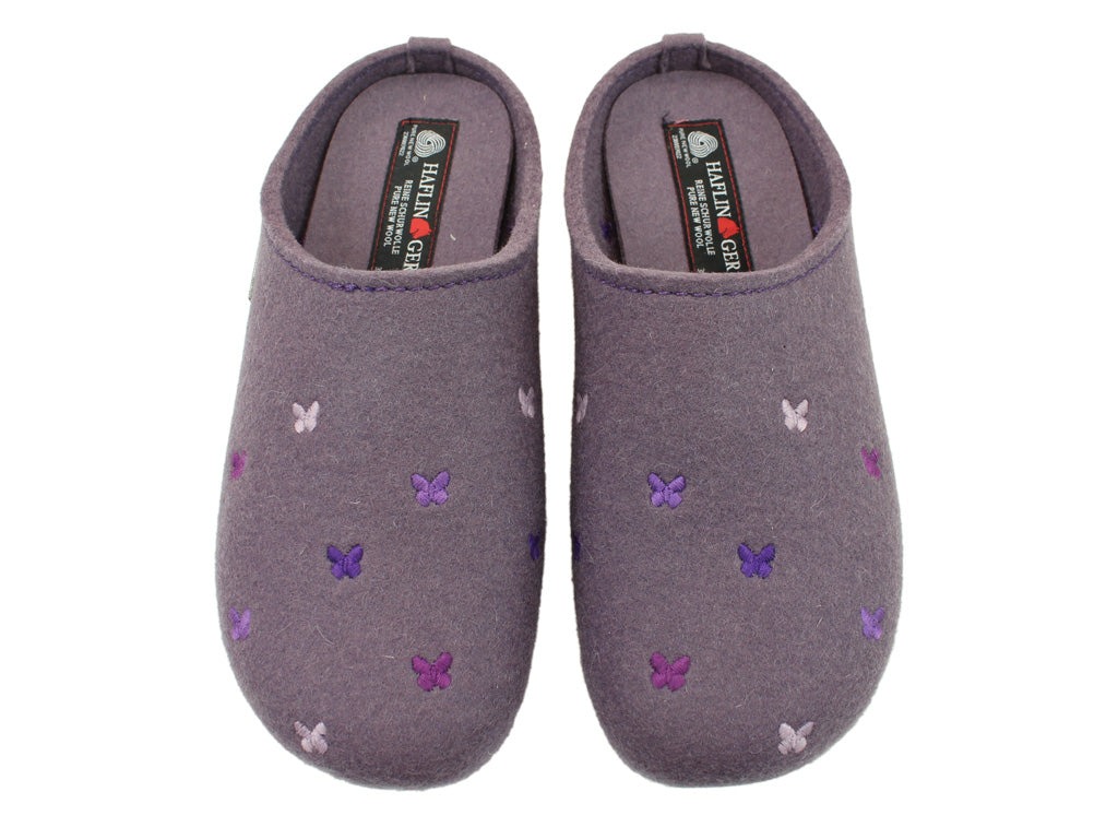 Size 38/UK5 only - Haflinger Slippers Everest Butterflies Aubergine