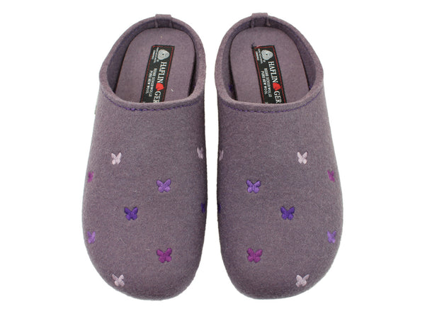 Size 38/UK5 only - Haflinger Slippers Everest Butterflies Aubergine
