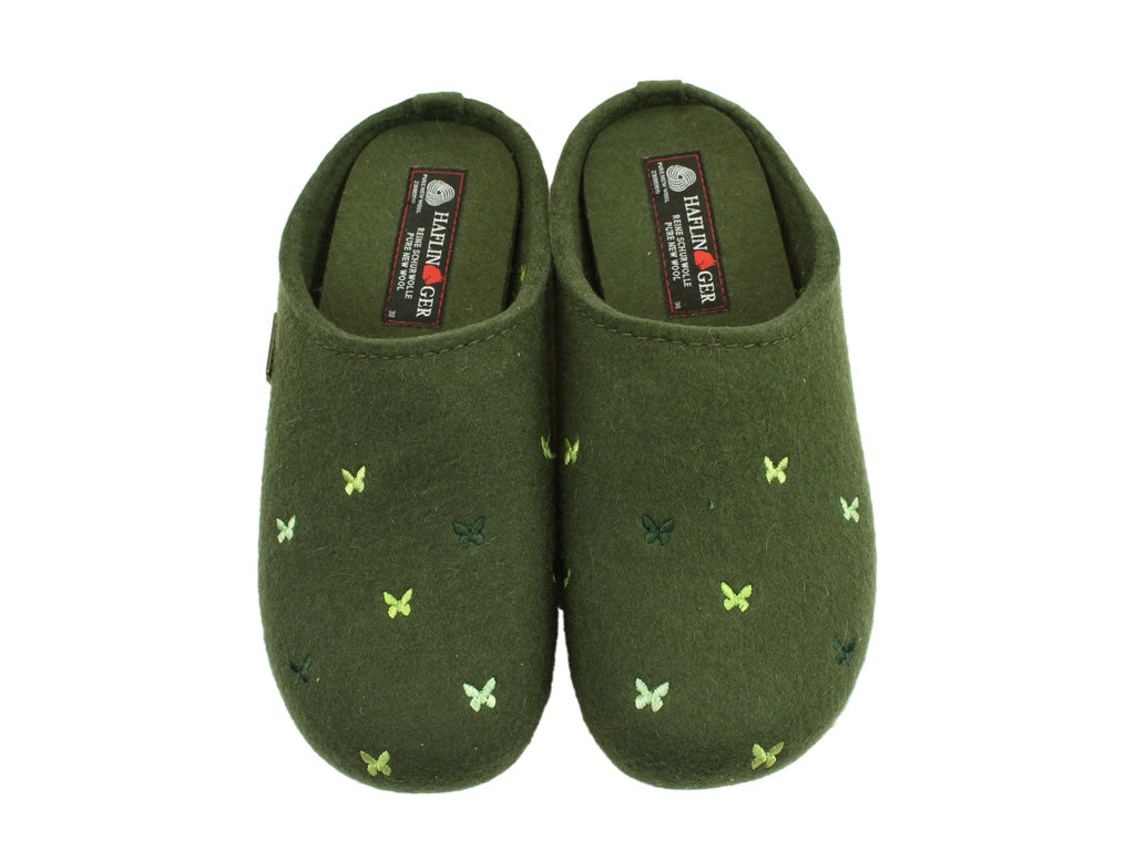 Size 38/UK5 only - Haflinger Slippers Everest Butterflies Moss